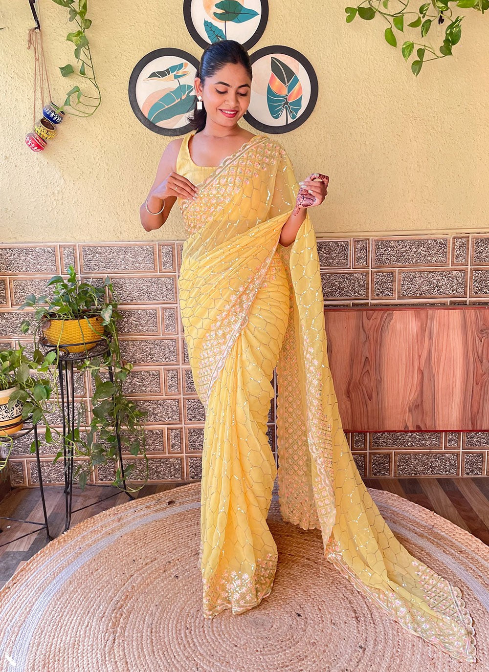 Classic Embroidered Georgette Saree - S6098
