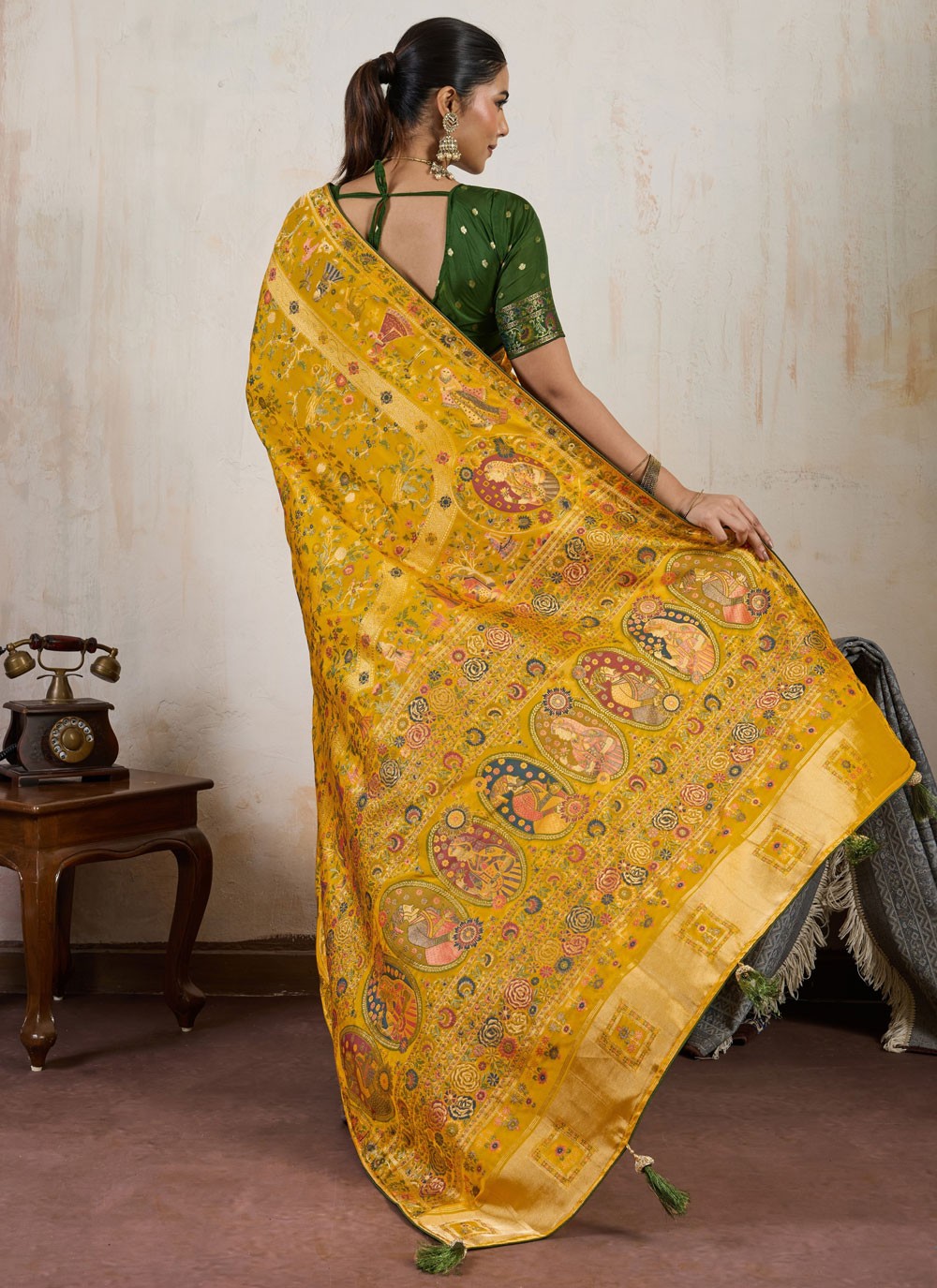 Yellow Silk Traditional Saree Weaving Zari S19977