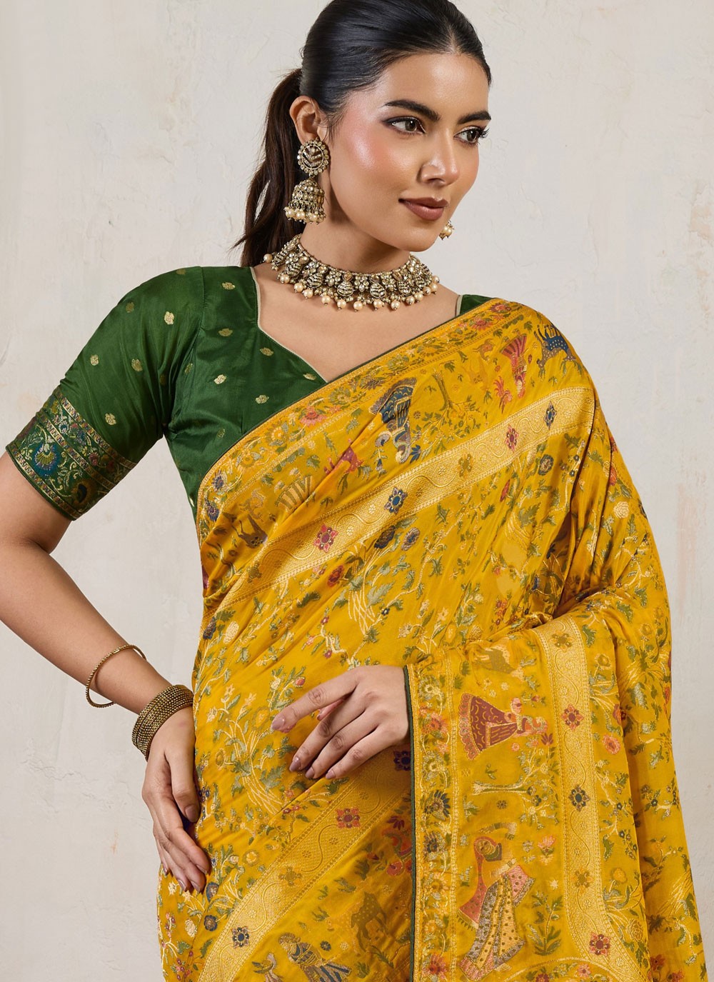 Yellow Silk Traditional Saree Weaving Zari S19977