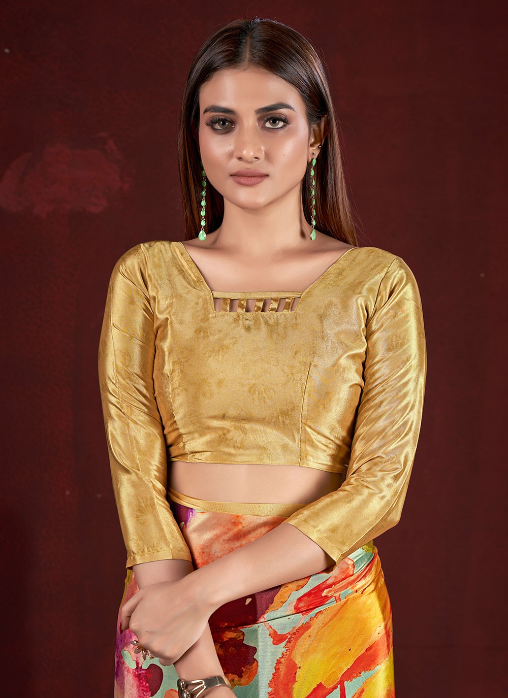 Classic Digital Print Crepe Silk Saree - S7015