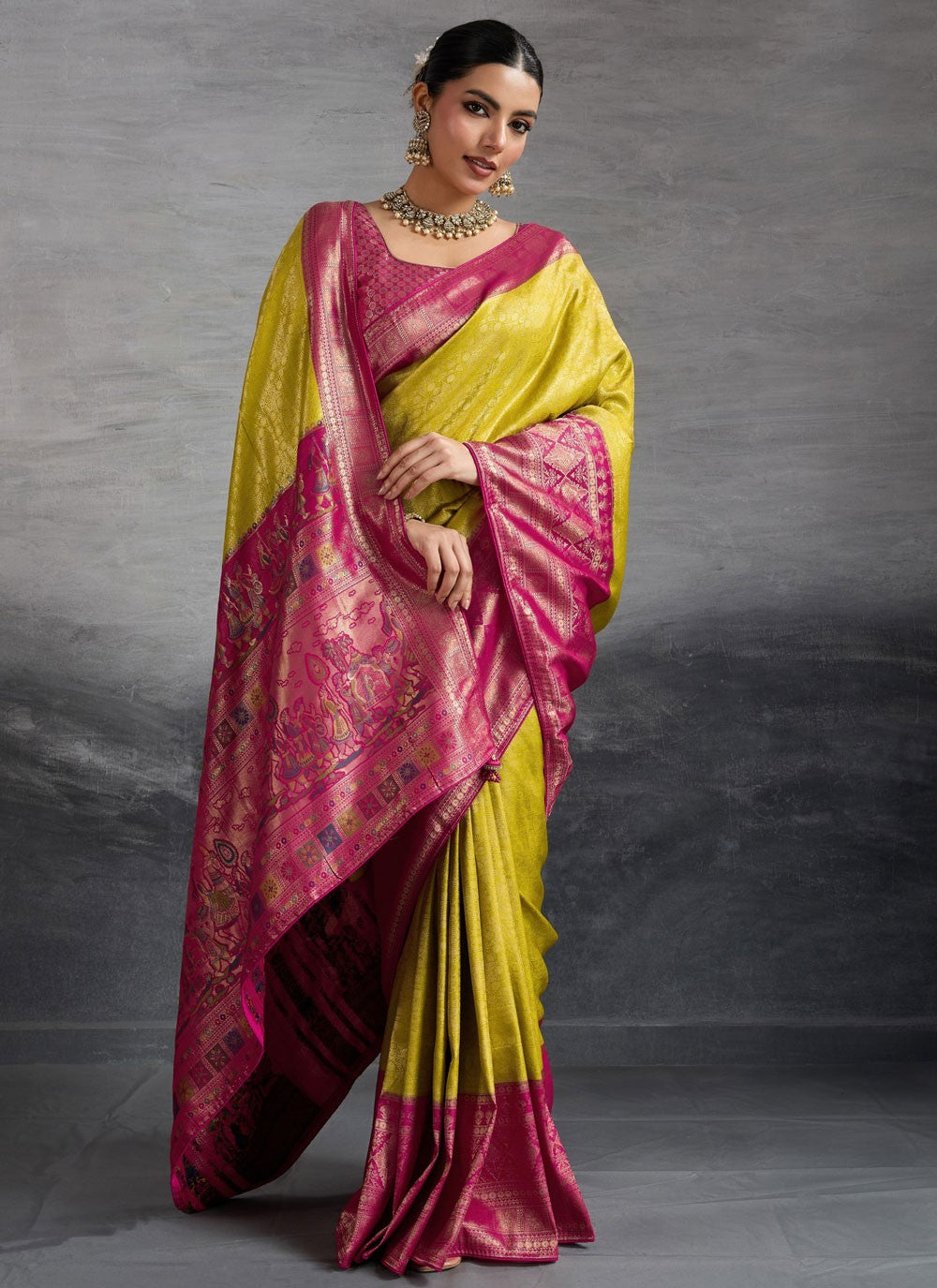 Yellow Kanjivaram Silk Trendy Saree Weaving Zari S19841