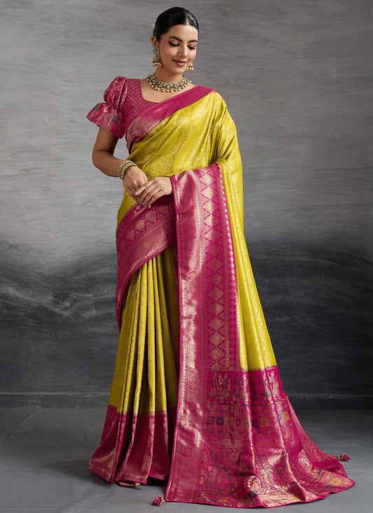 Yellow Kanjivaram Silk Trendy Saree Weaving Zari S19841
