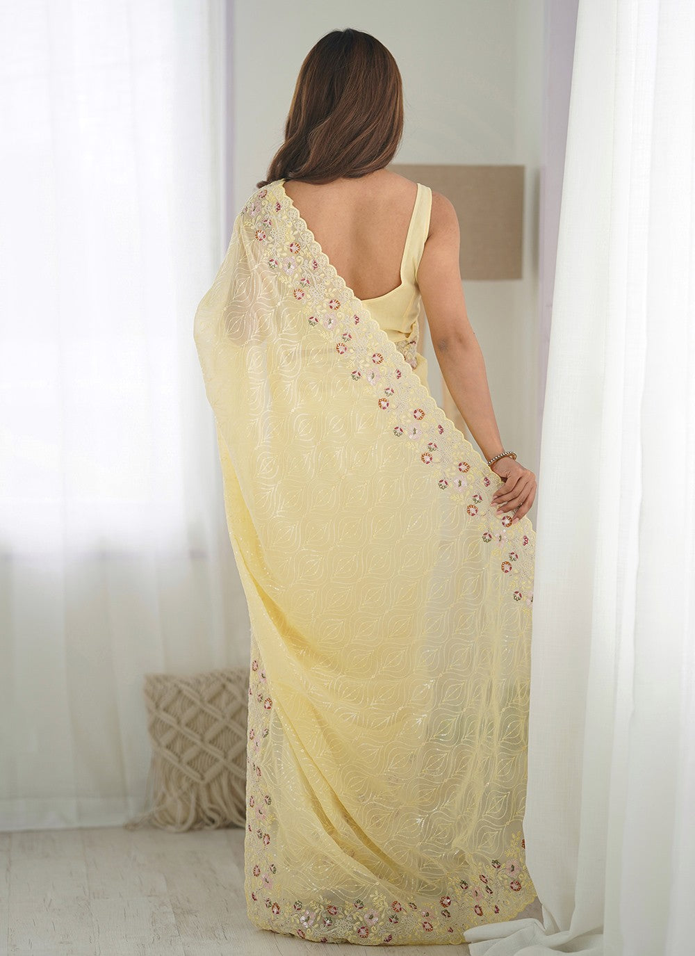 Classic Embroidered Georgette Saree - S8551