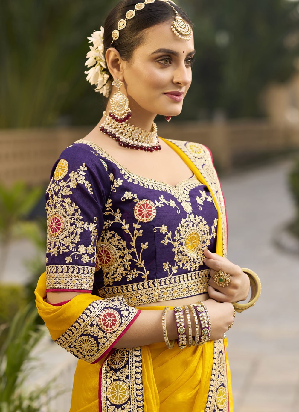 Border Work Georgette Yellow Classic Saree S15350