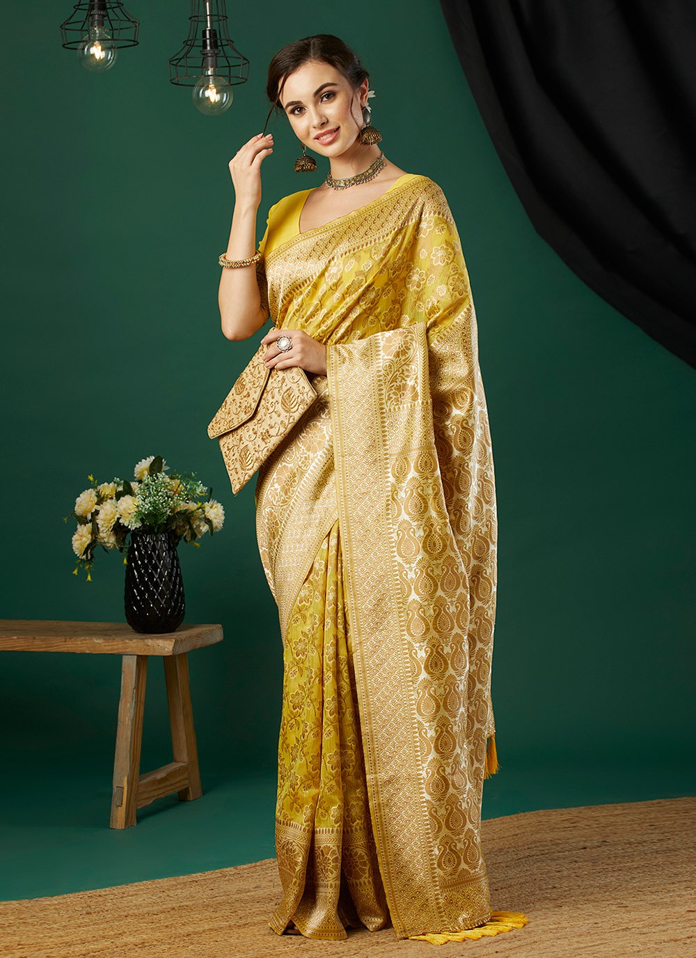 Casual Jacquard Work Linen Grey Saree - S11258
