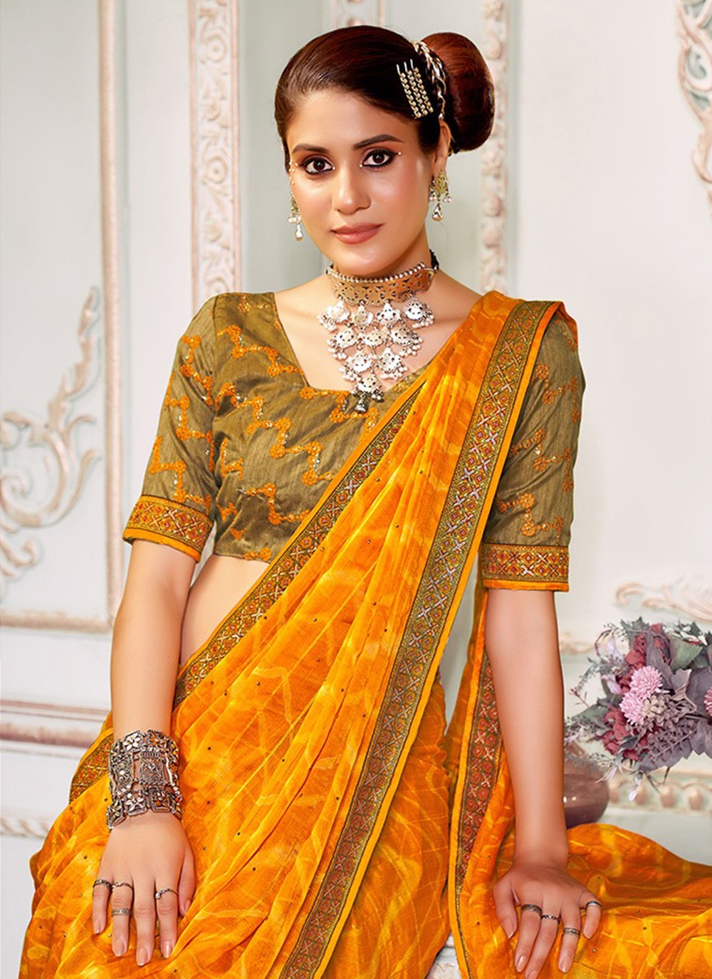 Classic Printed Silk Saree - S3189