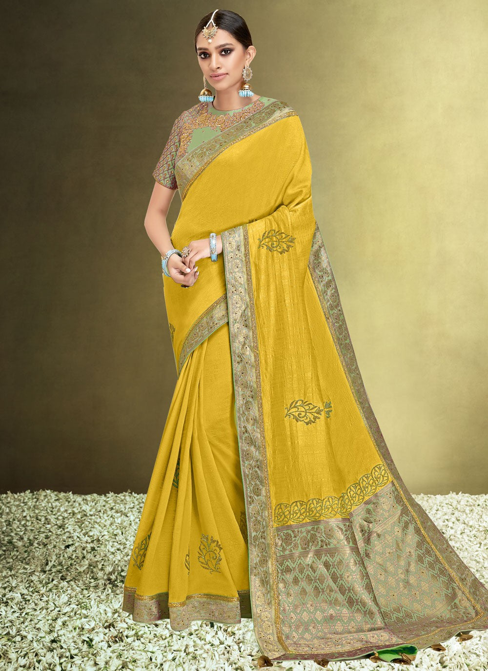 Classic Embroidered Silk Saree - S7548