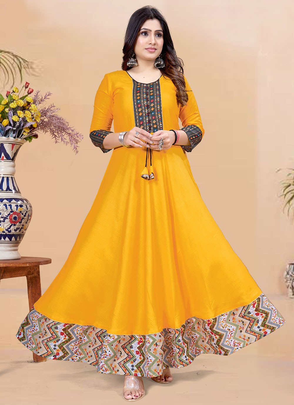 Fancy Work Rayon Gown - G1909