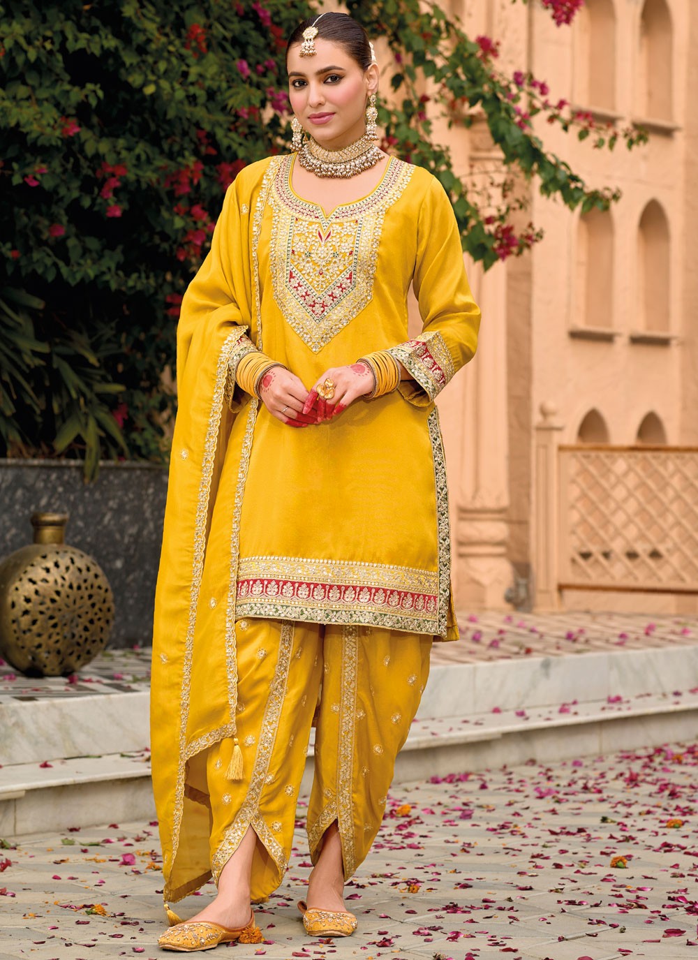 Salwar Suit Embroidered Yellow Shimmer T5520