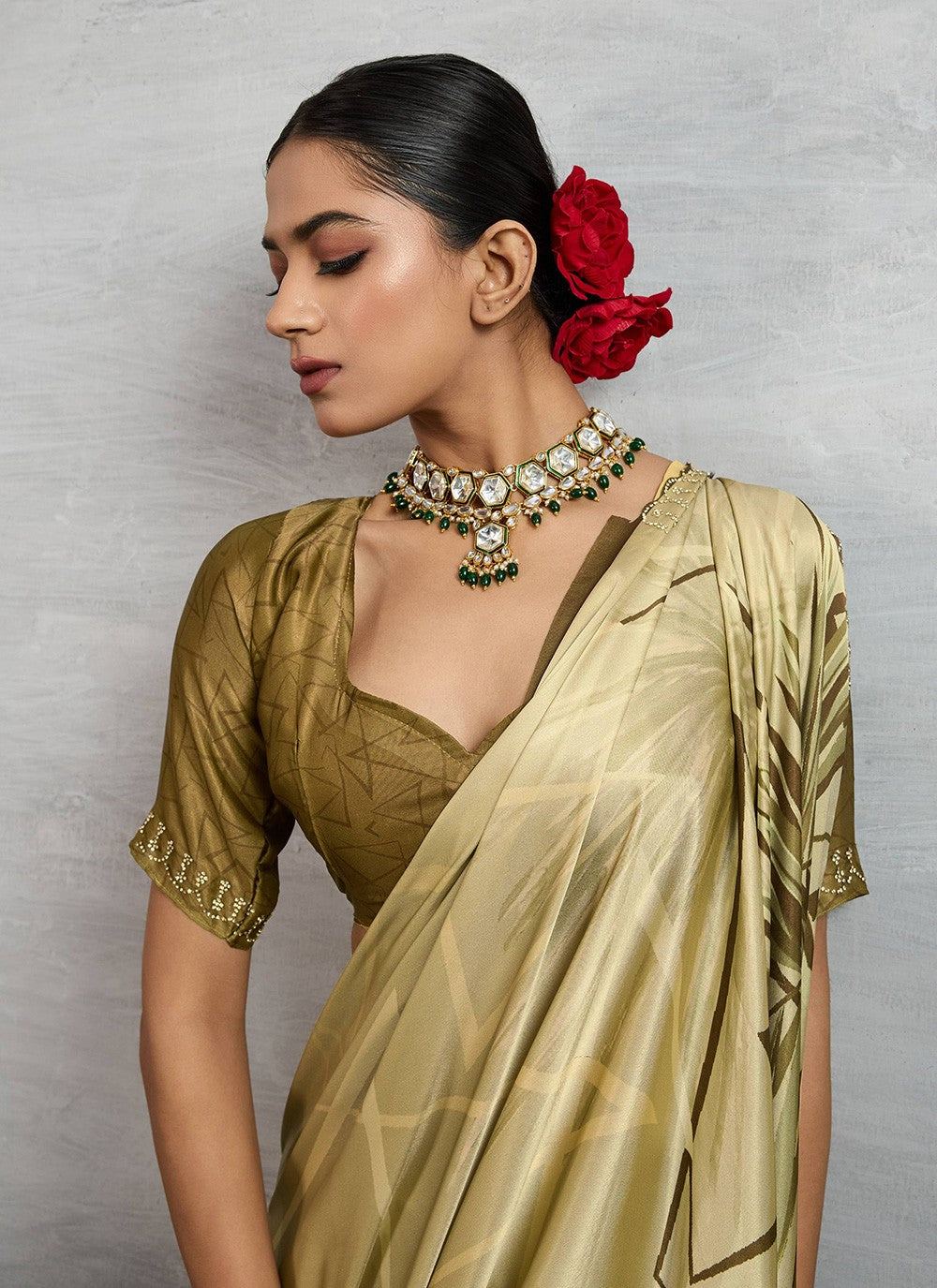 Yellow Satin Silk Trendy Saree Digital Print S18246