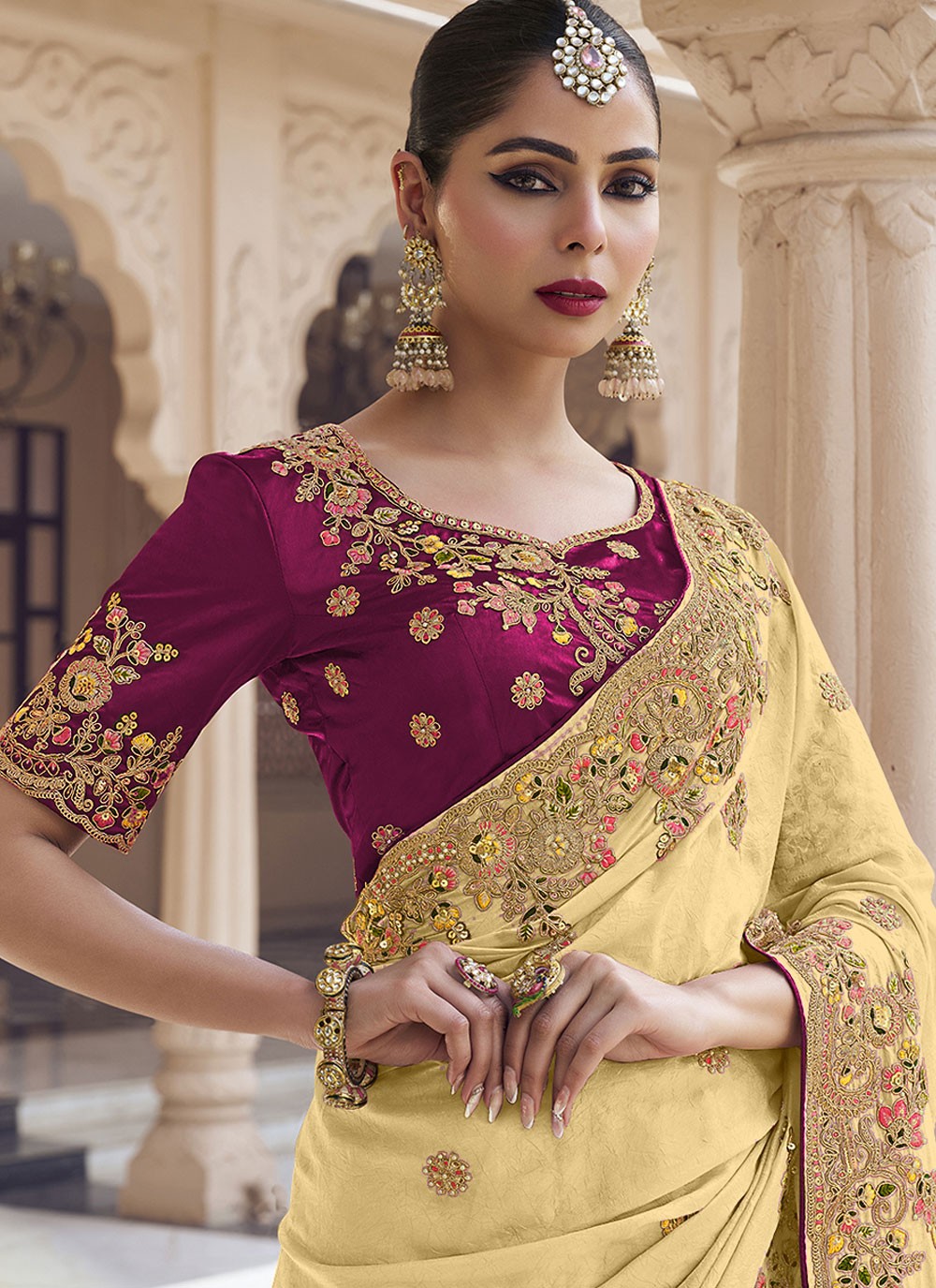 Cord Crush Yellow Saree S14133
