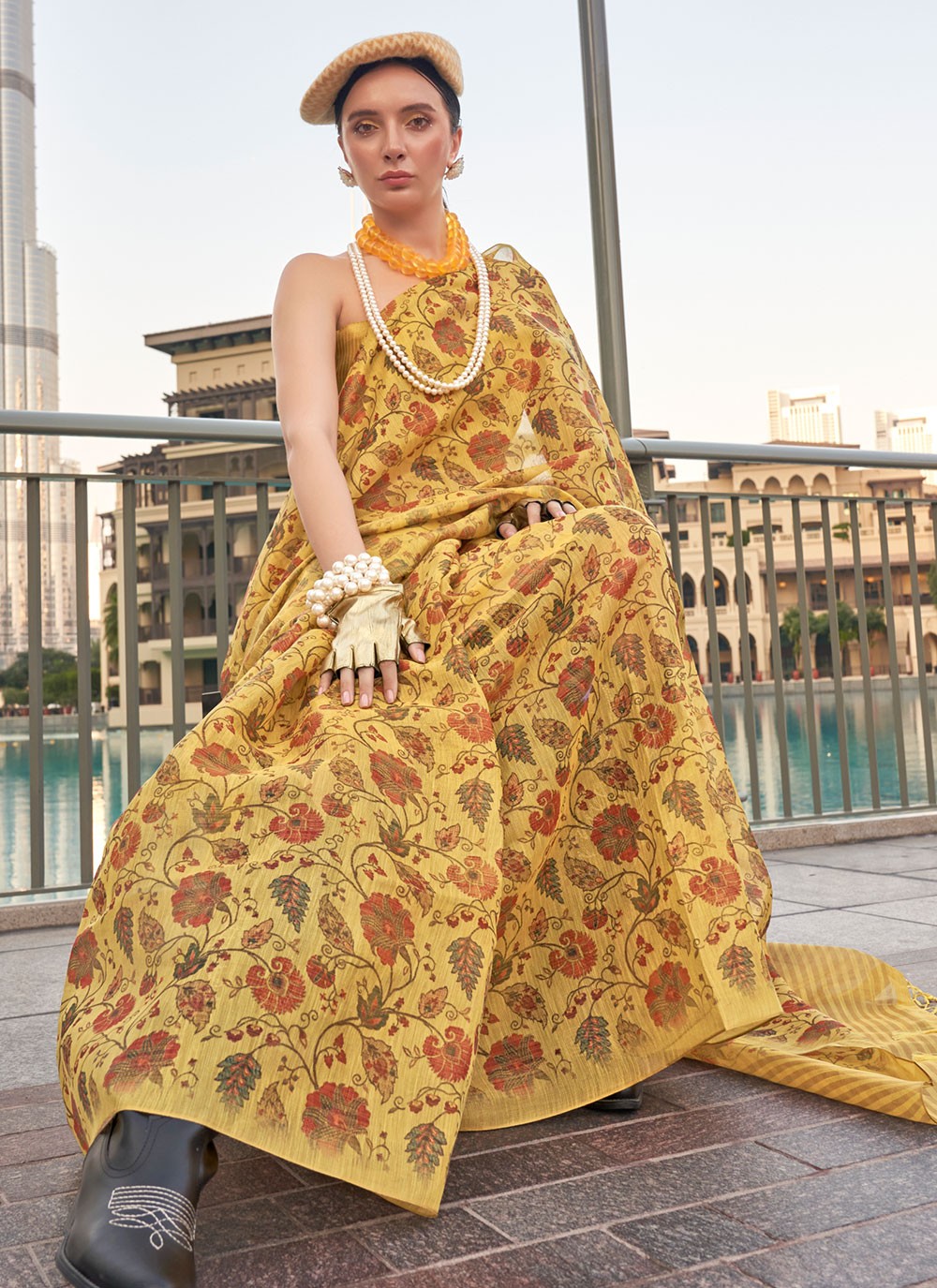 Classic Printed Tissue Saree - S7035