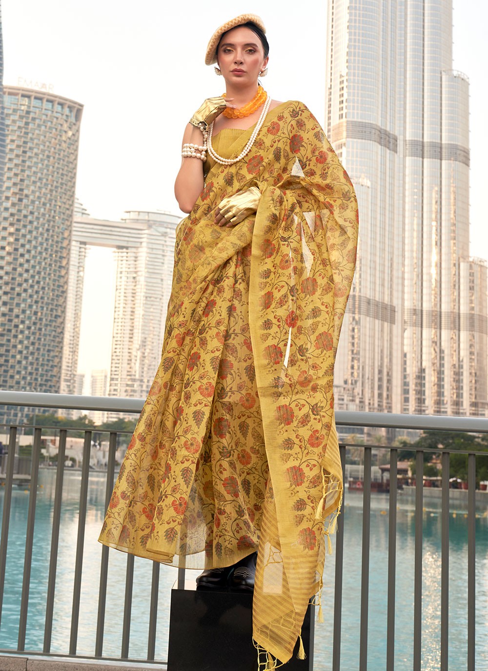 Classic Printed Tissue Saree - S7035