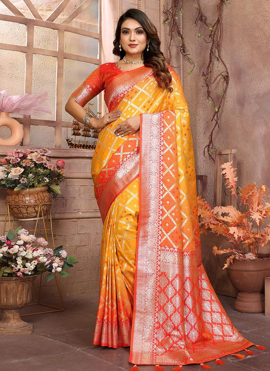 Woven Silk Yellow Saree S14643