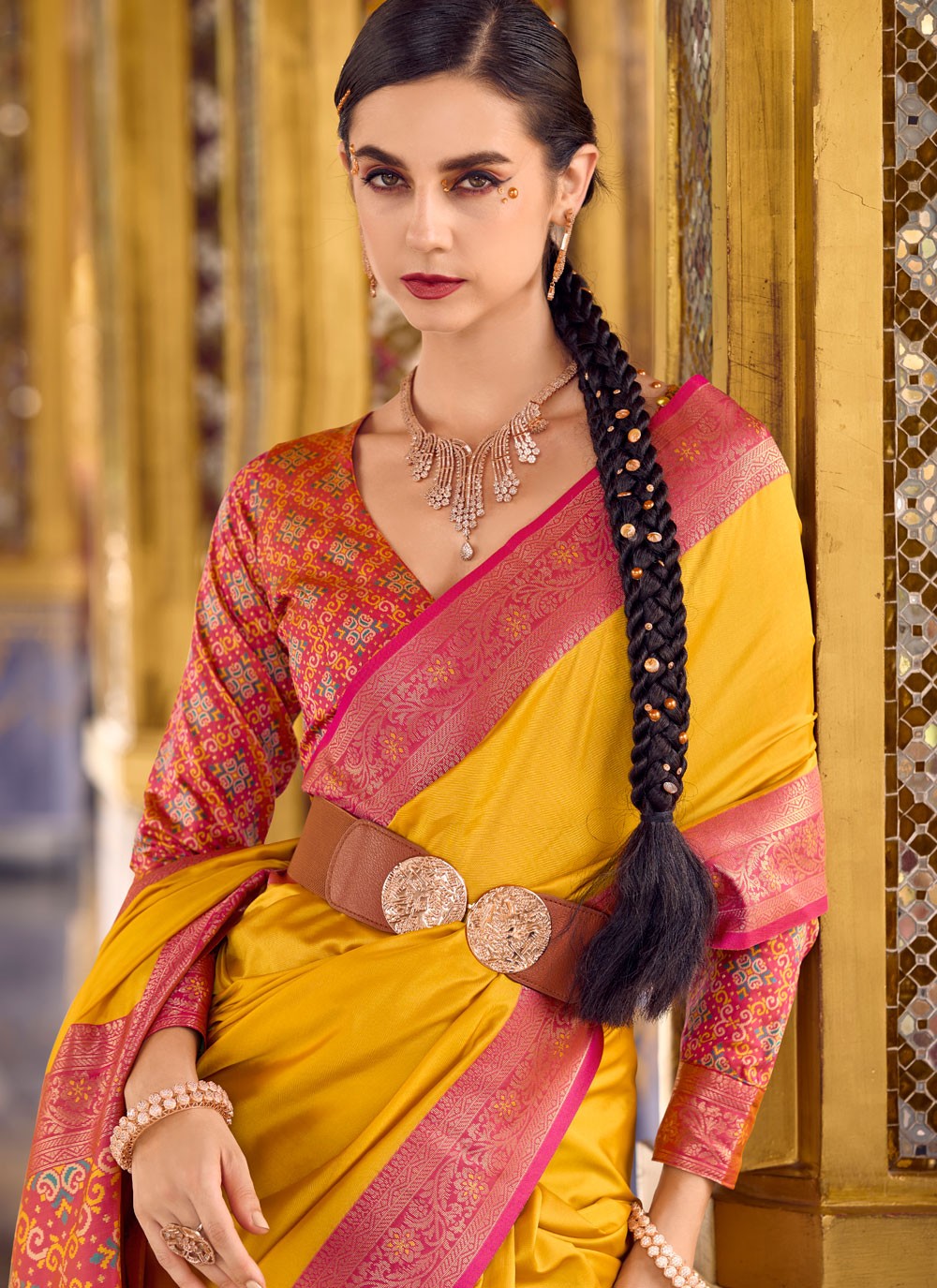 Yellow Silk Trendy Saree Weaving Zari, Zari S16157