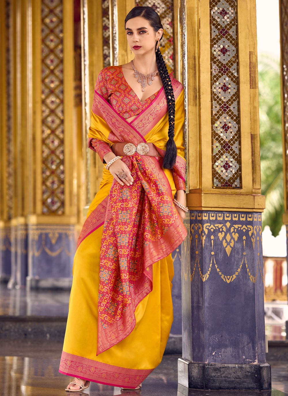 Yellow Silk Trendy Saree Weaving Zari, Zari S16157