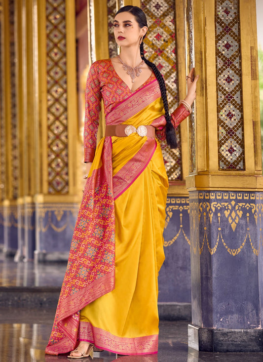 Yellow Silk Trendy Saree Weaving Zari, Zari S16157