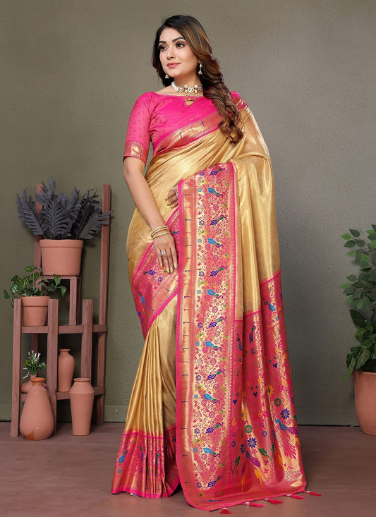 Woven Banarasi Silk Yellow Saree S14696