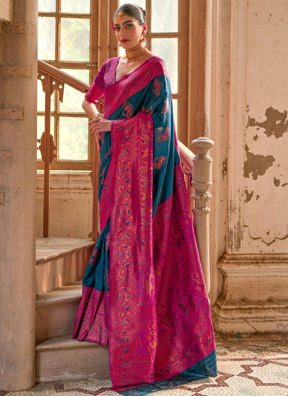 Classic Saree Woven Blue Banarasi Silk S13052