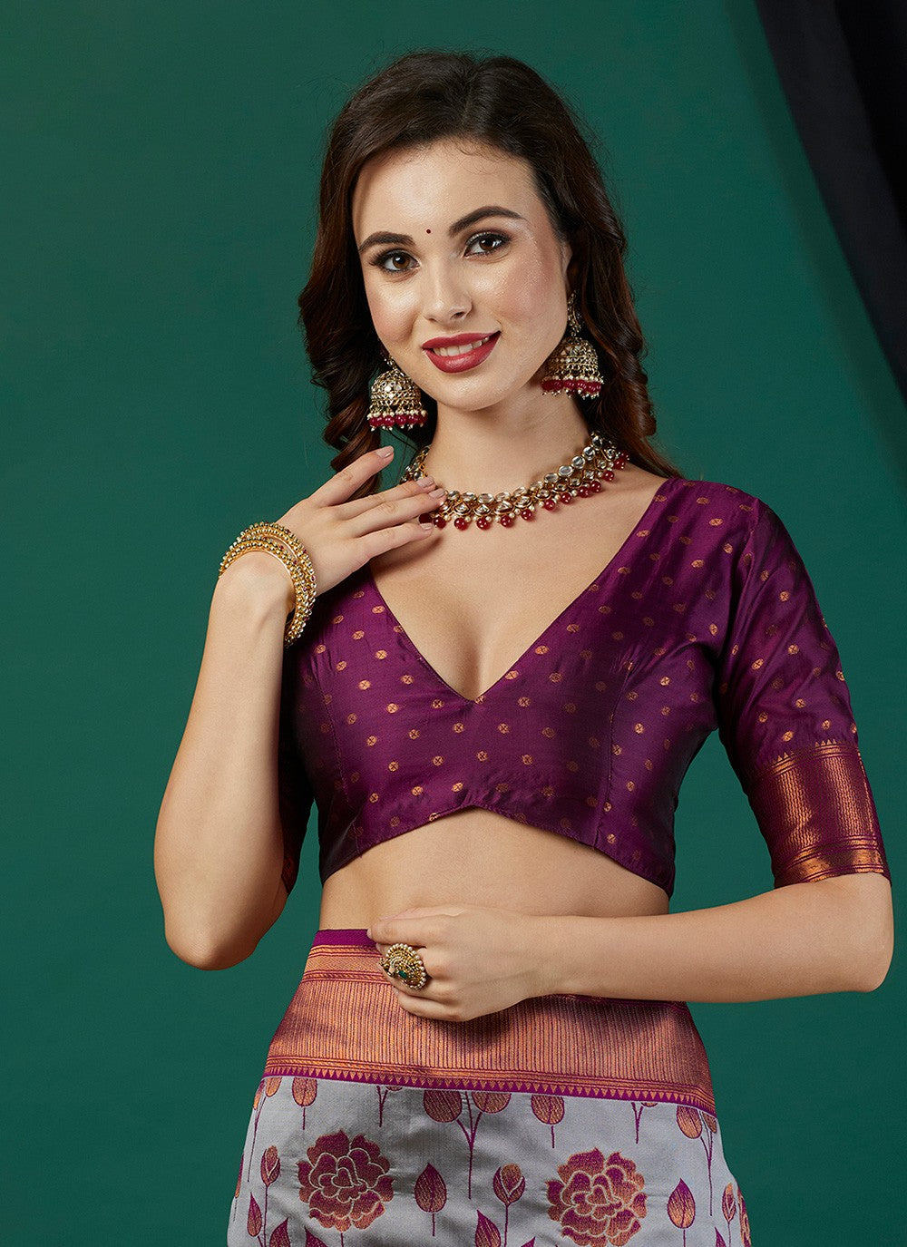 Contemporary Woven Lavender Banarasi Silk S12457