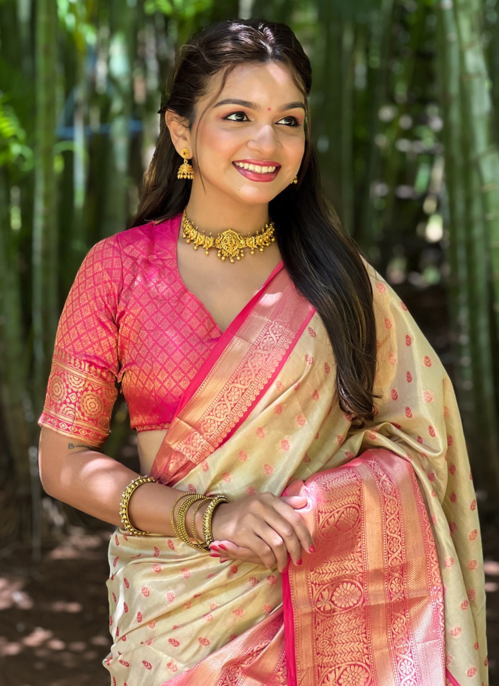 Classic Woven Silk, Tissue Saree - S8579