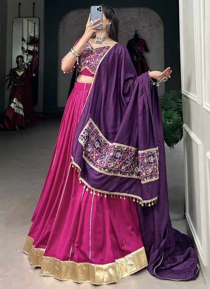 Border Work Chanderi Readymade Lehenga Choli - L2749