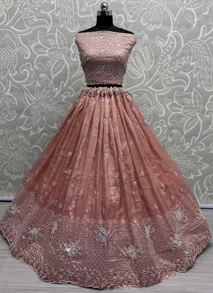 Embroidered Crush Pink Lehenga - L3412