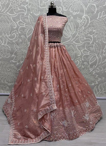 Embroidered Crush Pink Lehenga - L3412