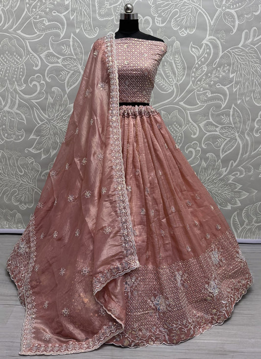 Embroidered Crush Pink Lehenga - L3412
