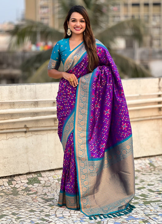 Zari Patola Silk Purple Saree S14755