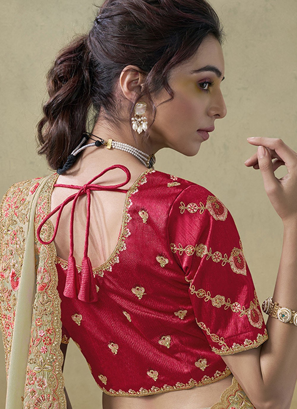 Cord Georgette Green Saree S14113