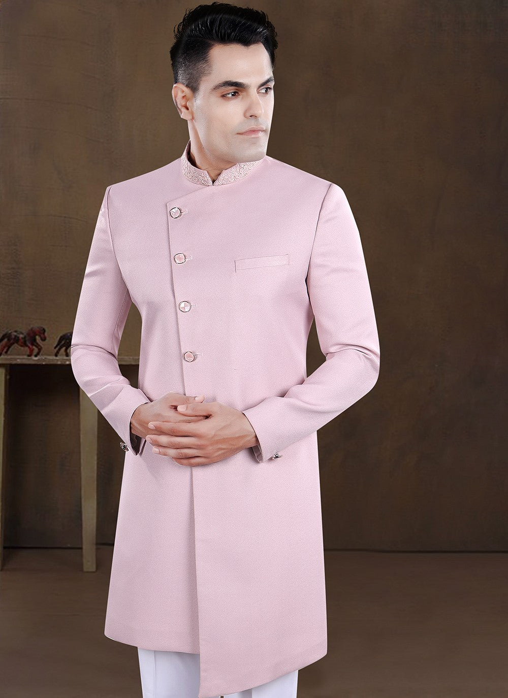Embroidered Imported Pink Indo Western - M8197