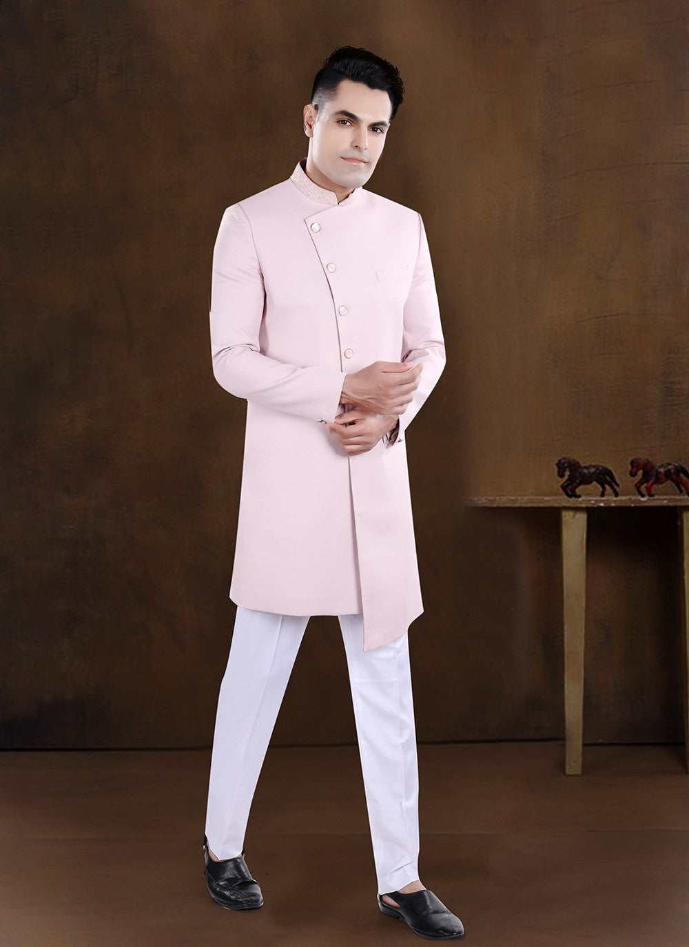 Embroidered Imported Pink Indo Western - M8197
