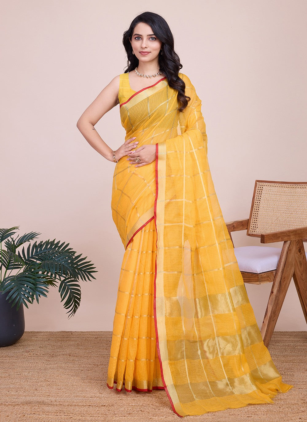 Classic Weaving Zari Kota Doriya Saree - S7921