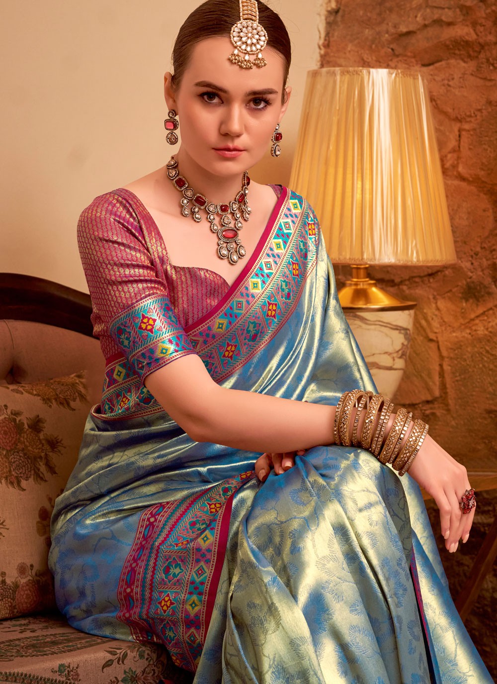 Blue Silk Trendy Saree Weaving Zari, Zari S17795