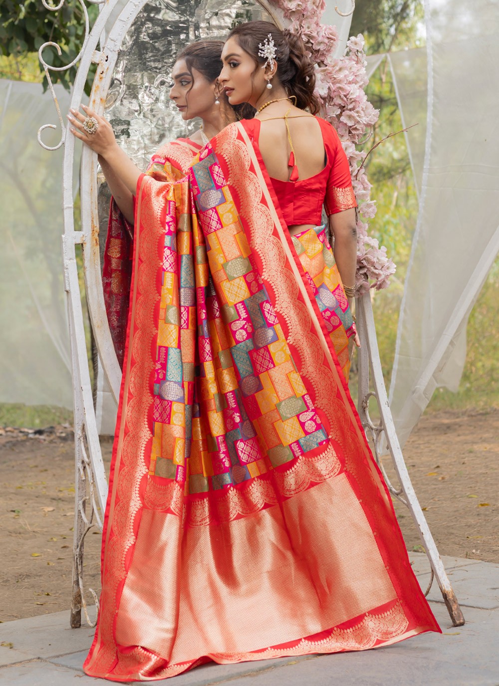Zari Banarasi Silk Multi Colour Saree S14785