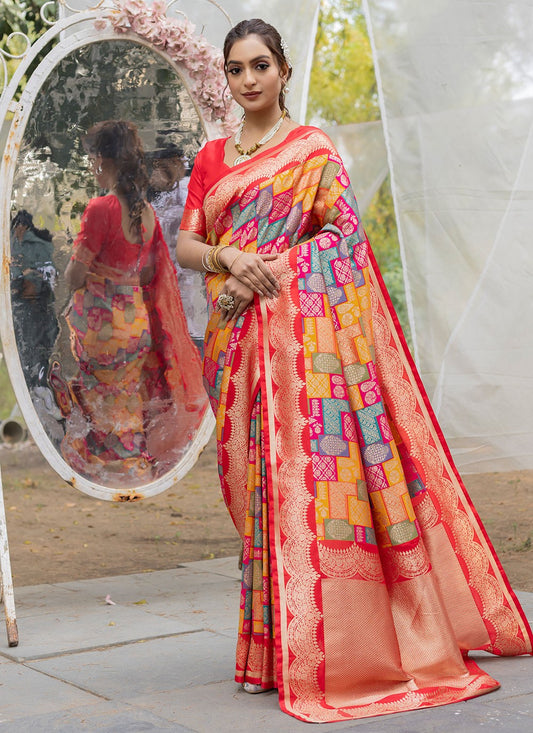 Zari Banarasi Silk Multi Colour Saree S14785