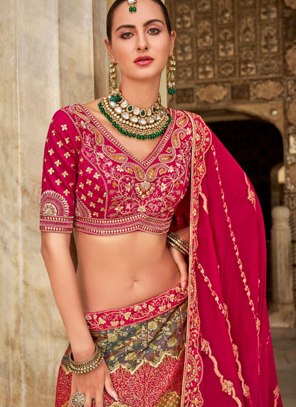 Cord Banarasi Silk A - Line Lehenga - L2683