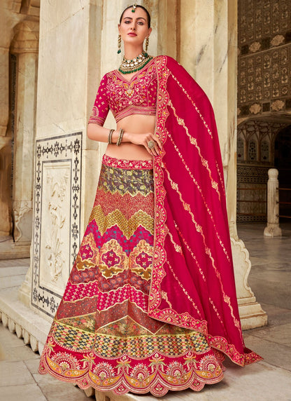 Cord Banarasi Silk A - Line Lehenga - L2683
