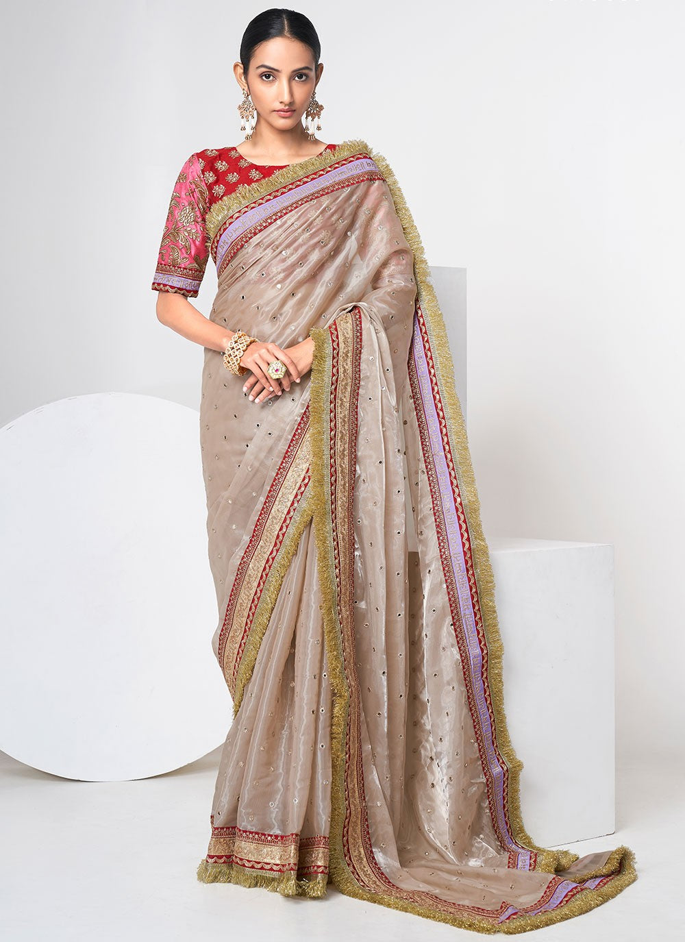 Trendy Dori Work Organza Saree - S2628