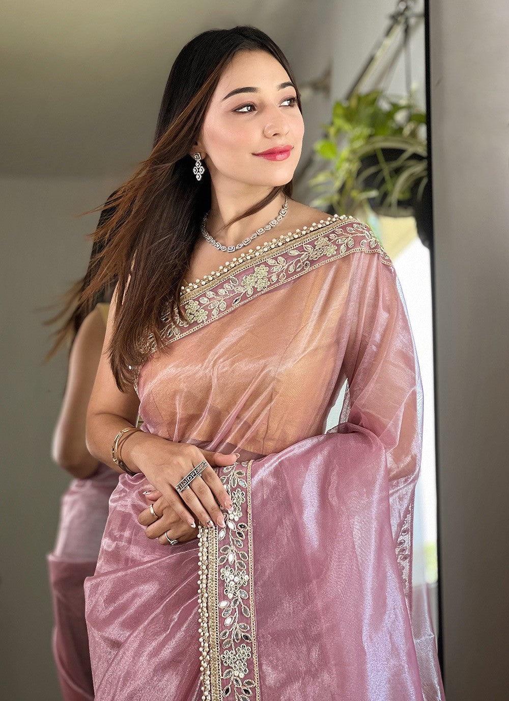 Embroidered, Sequins, Zari Silk Saree - S11490