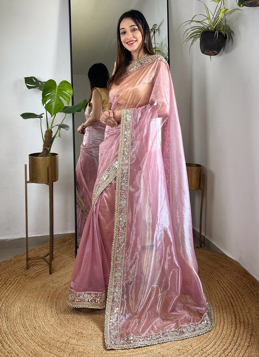 Embroidered, Sequins, Zari Silk Saree - S11490