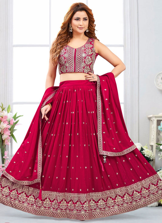 Embroidered Silk Hot Pink Lehenga Choli L3476
