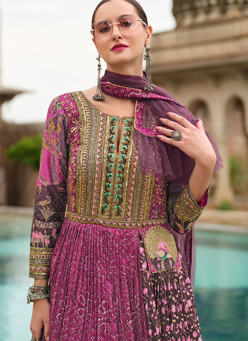 Embroidered Silk Gown - G1886