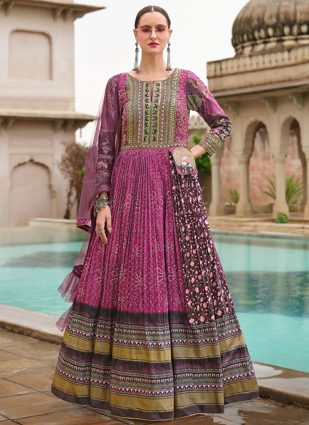 Embroidered Silk Gown - G1886