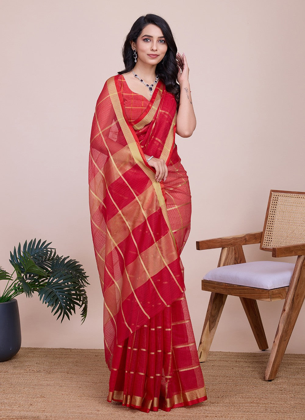 Classic Weaving Zari Kota Doriya Saree - S7921