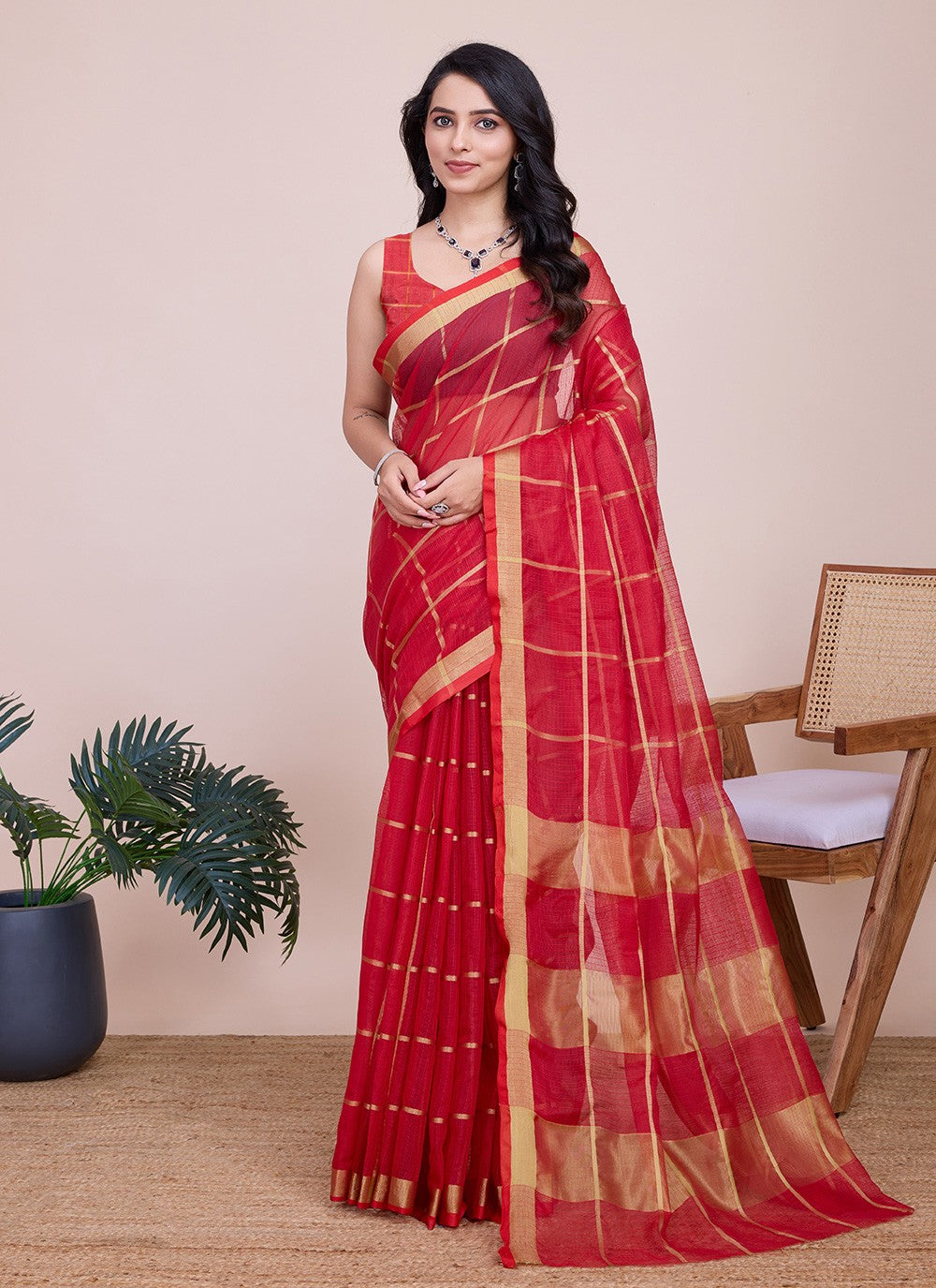 Classic Weaving Zari Kota Doriya Saree - S7921