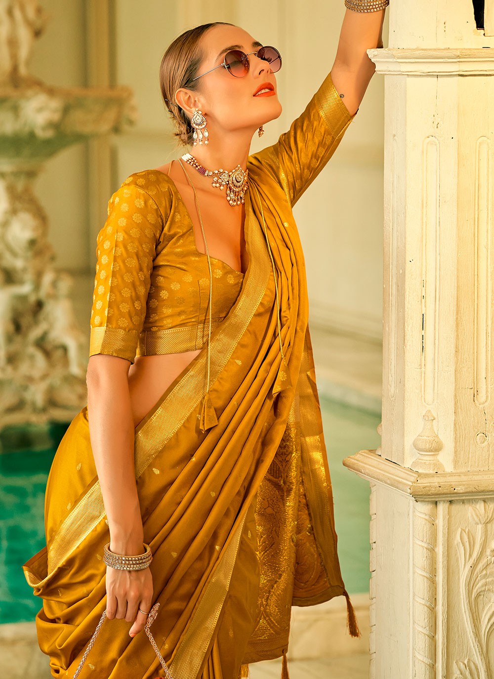 Classic Weaving Zari Satin Silk Saree - S5991