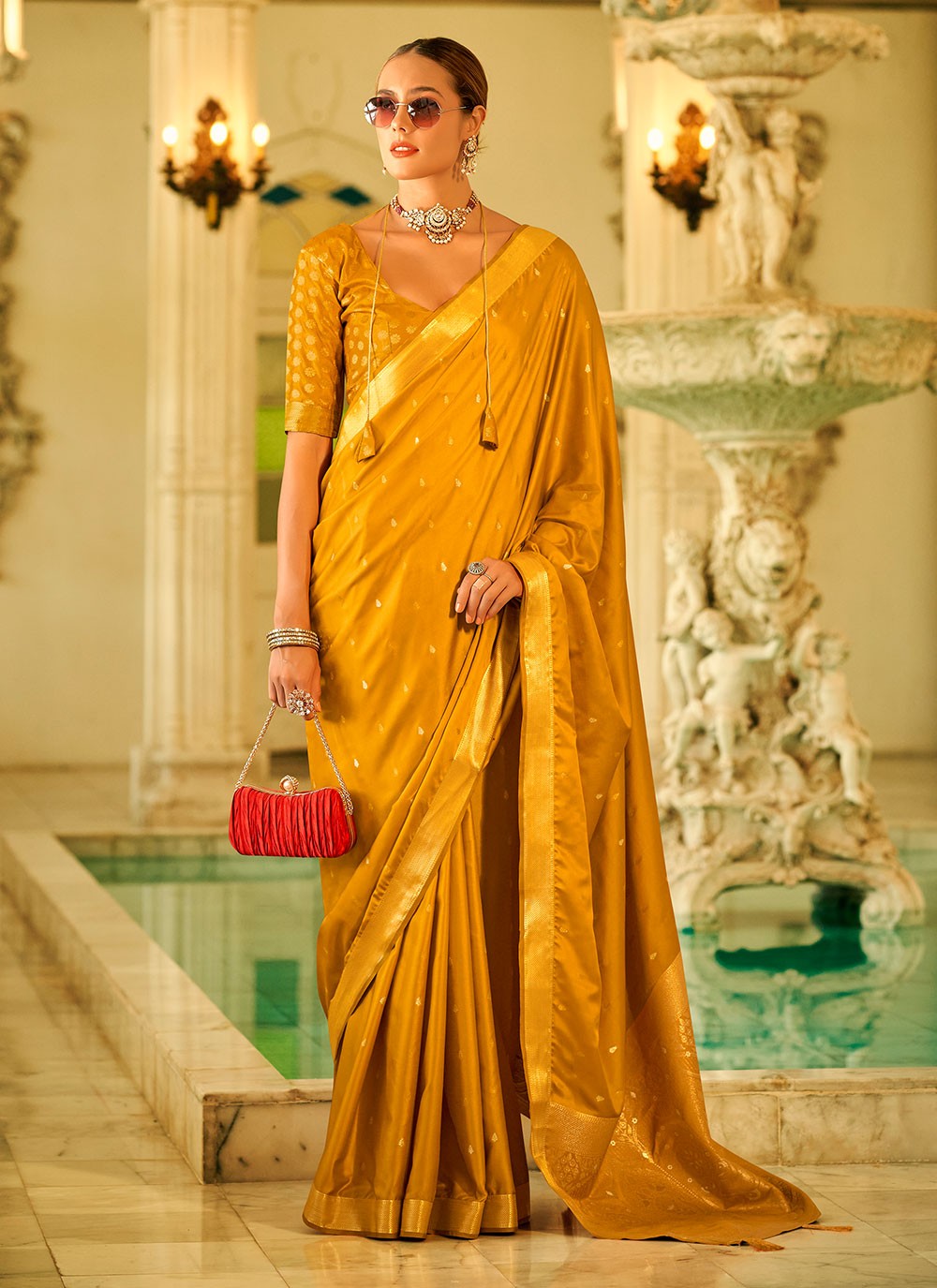Classic Weaving Zari Satin Silk Saree - S5991