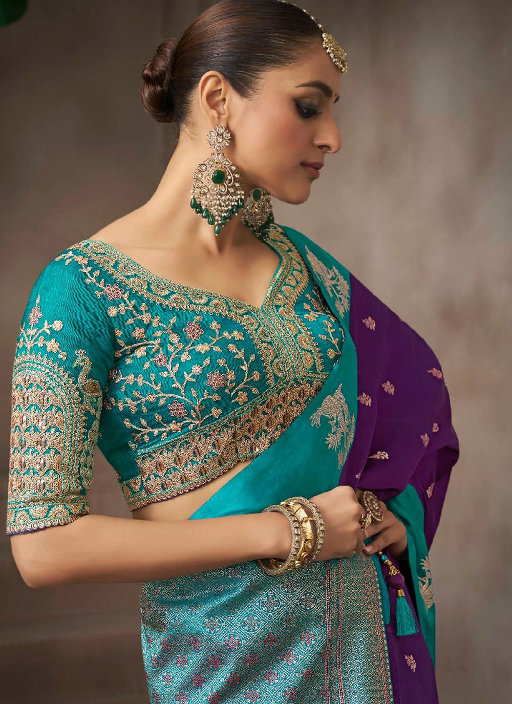 Purple Satin Silk Traditional Saree Weaving Zari, Zari S19206